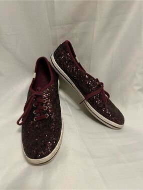 kate spade Maroon Glitter Lace-Up Sneakers